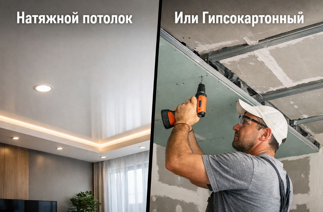 Натяжной потолок или гипсокартонный: что лучше?